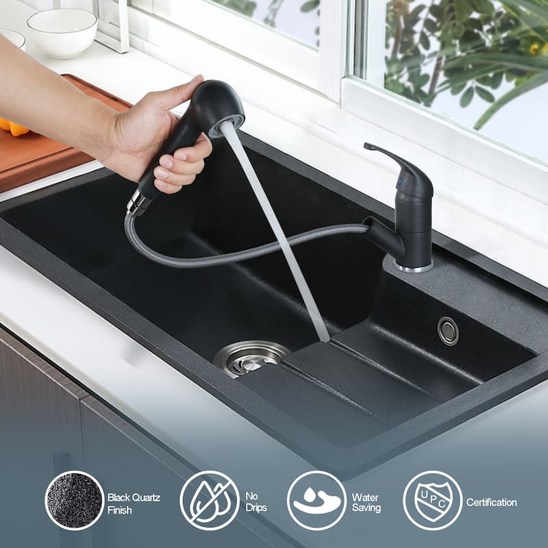 WOWOW Modern Single Handle Pull Down Kitchen Faucet