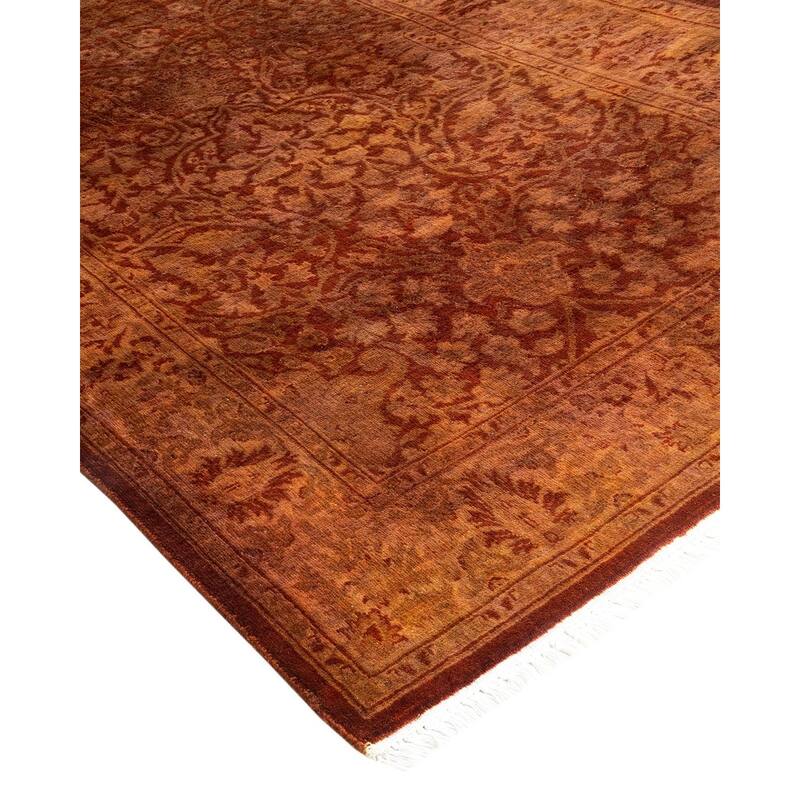 Overton Hand Knotted Wool Vintage Inspired Modern Contemporary Overdyed Yellow Area Rug - 2' 7" x 12' 8"