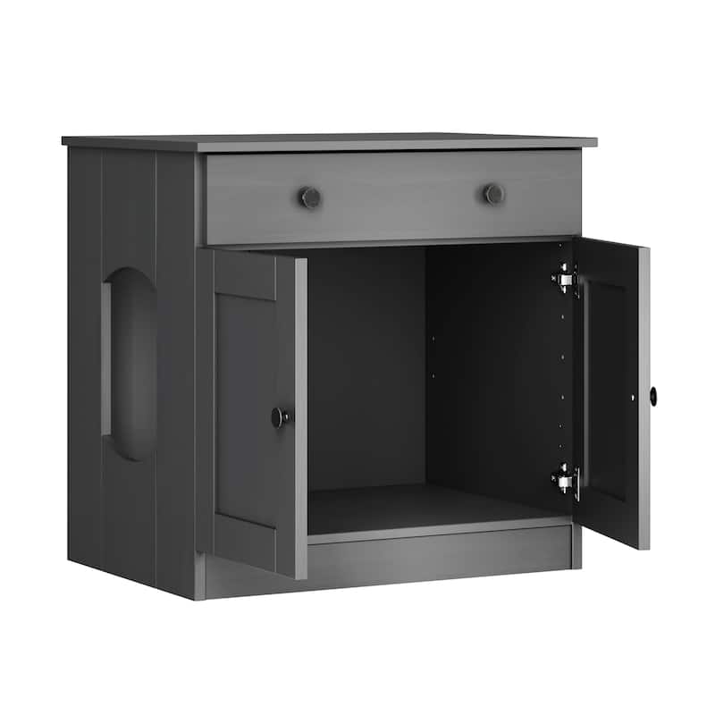 Palace Imports 100% Solid Wood Ziva 2-Door Cat Litter Box Enclosure with 2-Drawers