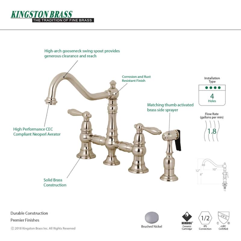Kingston Brass Restoration Kitchen Faucet with Side Sprayer
