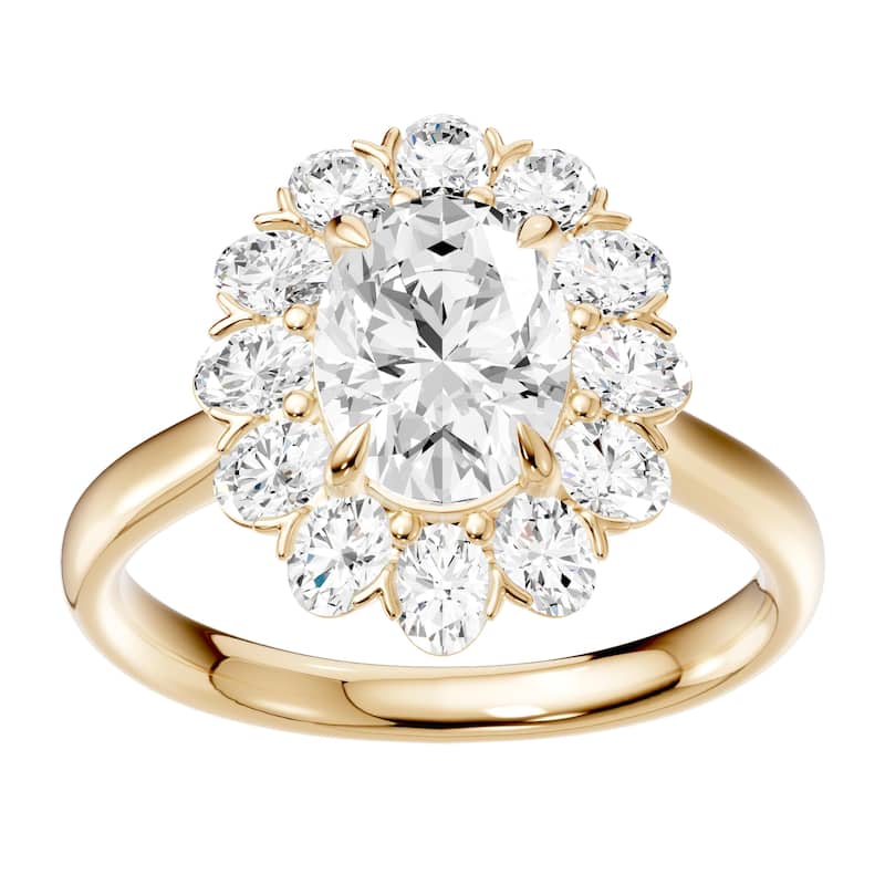 AEON Seraphine Spark Oval 2.50ct Lab Grown Diamond Cluster Double Halo Ring - 8 - Yellow
