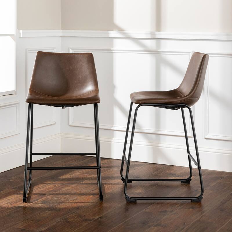Industrial Faux Leather Counter Stools