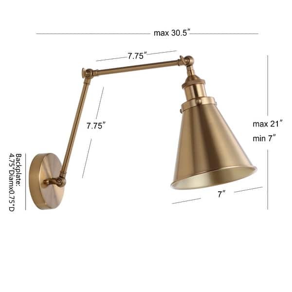 dimension image slide 2 of 3, Elliot 7" Adjustable Arm Metal LED Wall Sconce, Chrome by JONATHAN Y