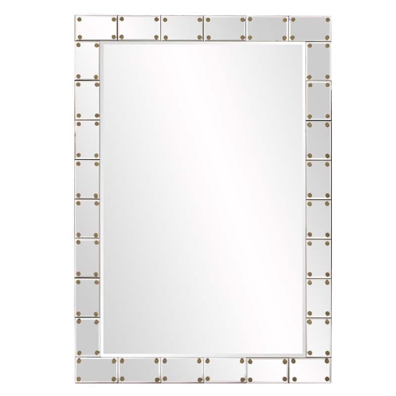 Allan Andrews Glass/Wood Studded Remington Wall Mirror