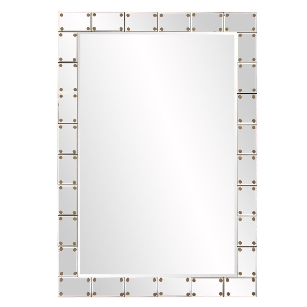 Allan Andrews Glass/Wood Studded Remington Wall Mirror
