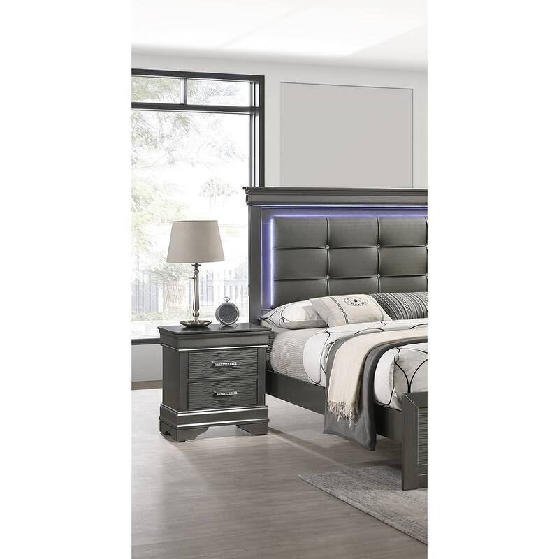 Modern Transitional Wooden Nightstand Bedside Table 2x Drawers Bedroom Furniture