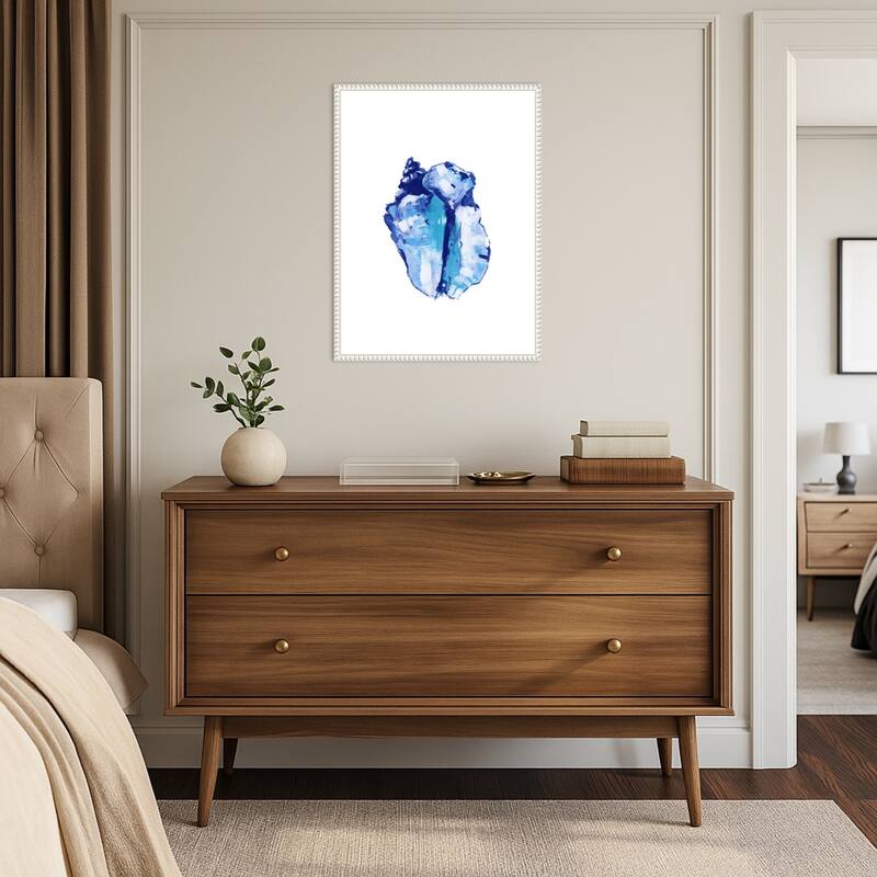 Blue Seashell On White Background No. 1 by Cartissi (18 x 24 in.), Framed Canvas Wall Art Print