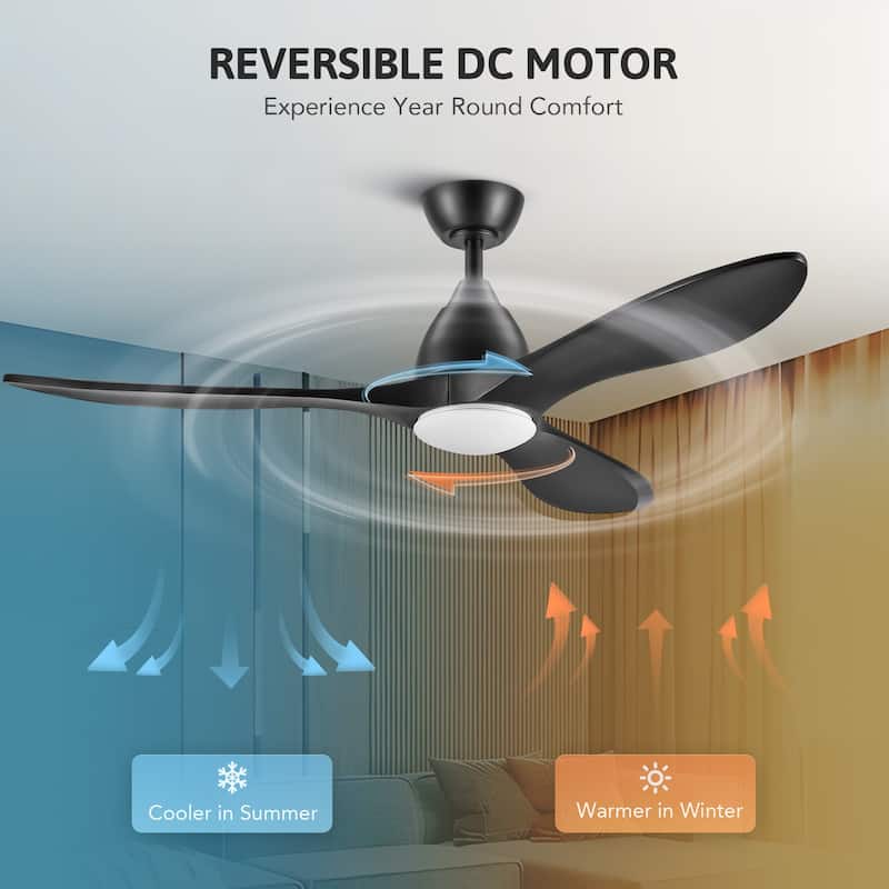 CO-Z Mid-century Modern 3 - Blade Smart LED Ceiling Fan with Dimmable Light and Remote