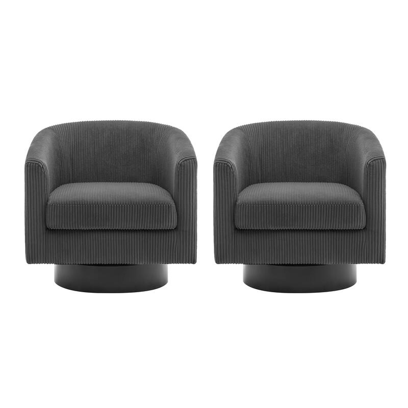Corduroy Upholstered Swivel Barrel Chair (Set of 2)