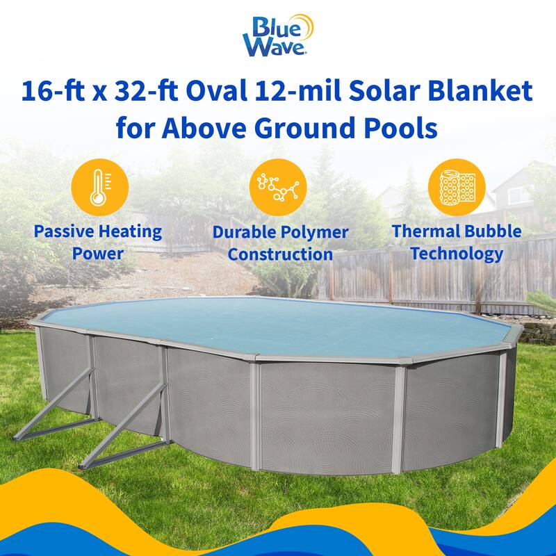 Blue Wave 12-mil Solar Blanket for Oval Above-Ground Pools - Clear