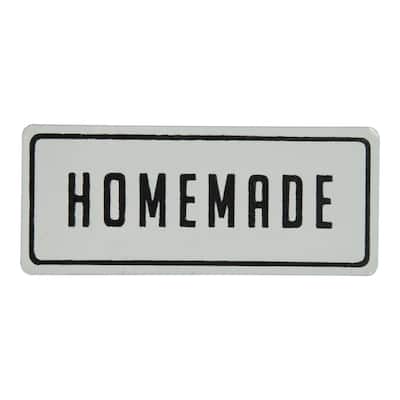 Homemade Kitchen Enameled Metal Wall Plaque 12 Inches - White,Black