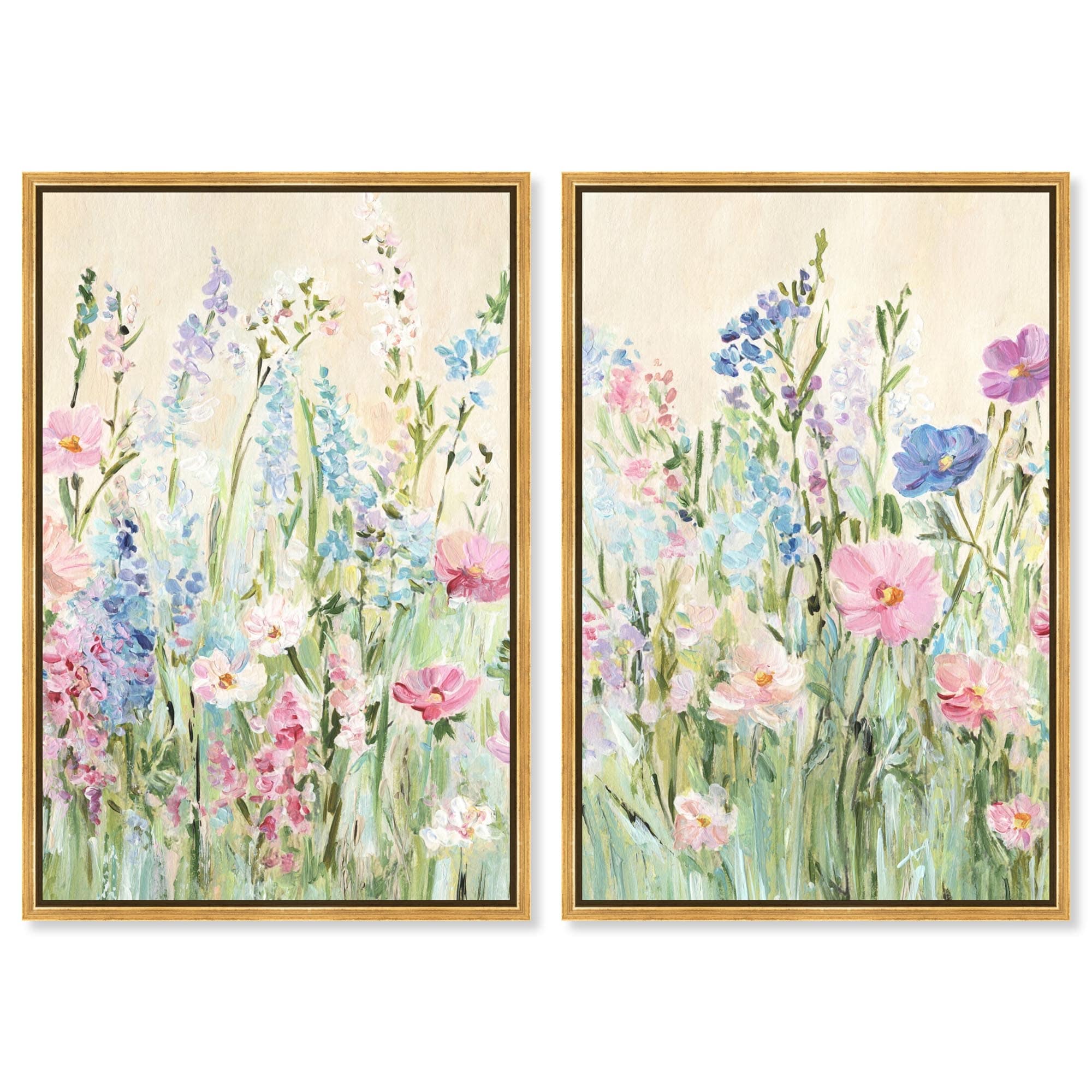 Soft Blooms Floral Art Set Canvas Print by Art Remedy