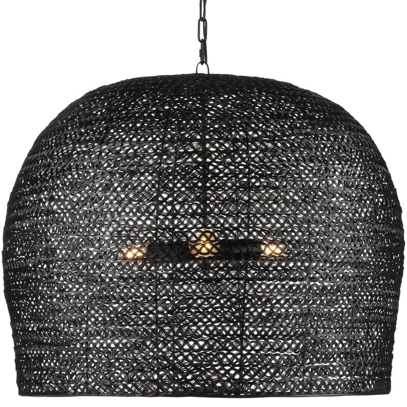 Currey & Company Piero Black Large Pendant - 25"h x 31.5"dia - 25"h x 31.5"dia - Satin Black