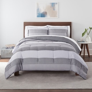 Serta Simply Clean Billy Textured Stripe Antimicrobial Comforter Set