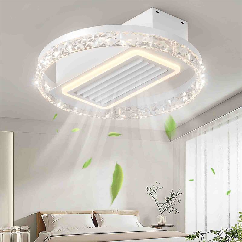 Bladeless Fan Lamp With Lights Dimmable LED - White
