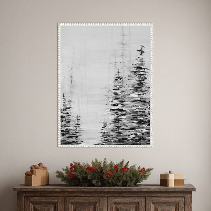 Woodsy II by Yvette St. Amant (23 x 30 in.), Framed Canvas Wall Art Print - Sylvie Beaded White