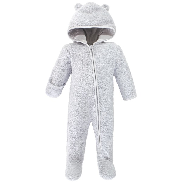 slide 1 of 1, Hudson Baby Faux Shearling Bunting 1pk, Gray Bear 0-3 Months - Gray Bear