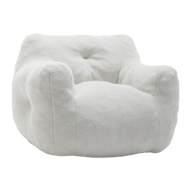 GDFStudio - Teddy Fabric 37" Deep Seat Bean Bag Chair with Armrests