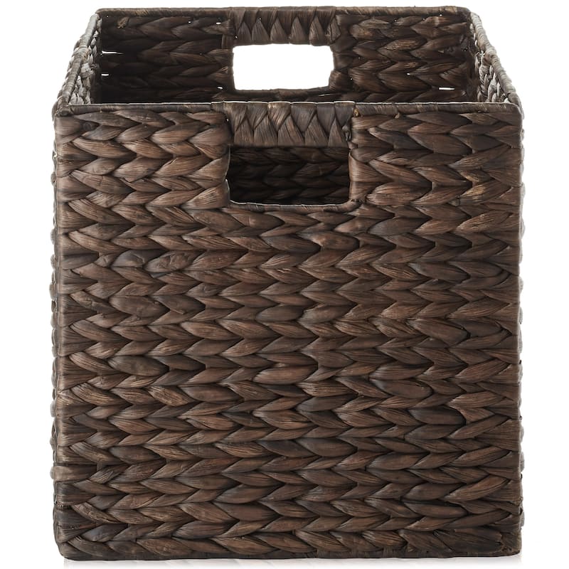 13 x 13in Water Hyacinth Storage Baskets Set of 2