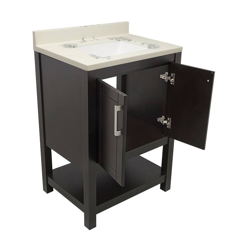 Taos 25" Bathroom Vanity with Cultured Marble Vanity Top Sink in White with White Basin