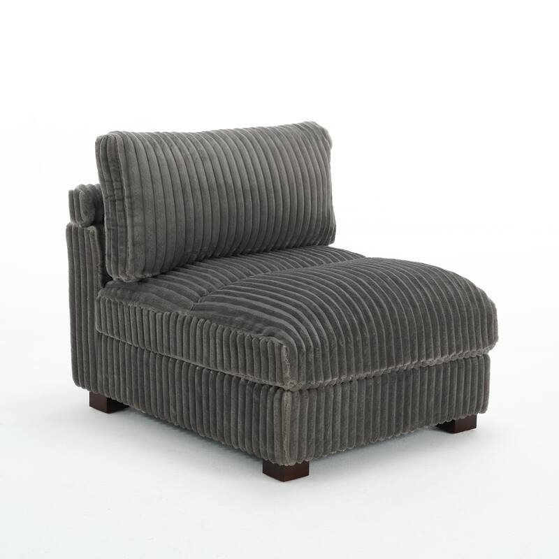 Cloud-Like Flannel Fabric Modular Sectional Sofa with Ottoman