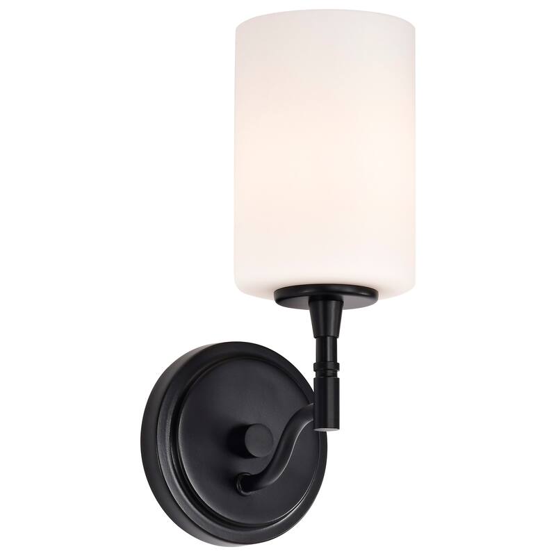 Liam 1 Light Vanity Matte Black White Opal Glass - Matte Black
