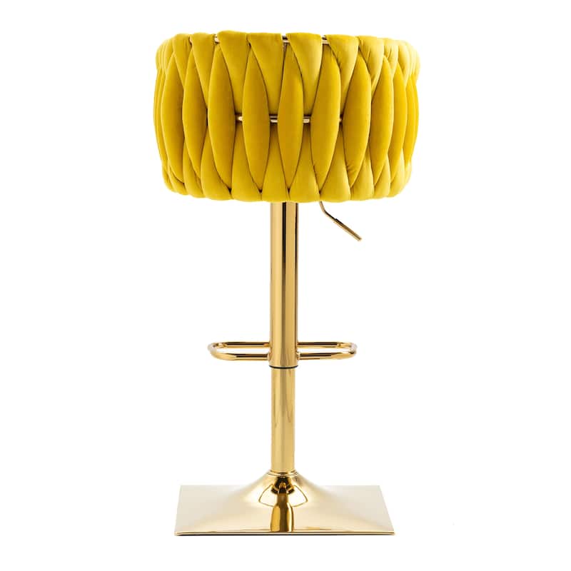 Vintage Velvet Bar Stools with Back and Footrest 2PC/SET,Adjusatble Seat Height from 25.6-32.68 Inch