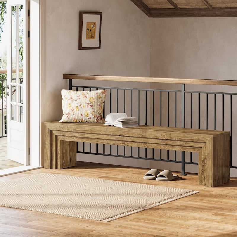 Modern Farmhouse Entryway Bench, 71" Extra Long Shoe Bench