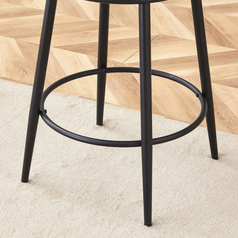 Counter Height Bar Stools Set of 2, Fabric Upholstered Bar Stools with Open Back, Kitchen Island Chairs with Footstool