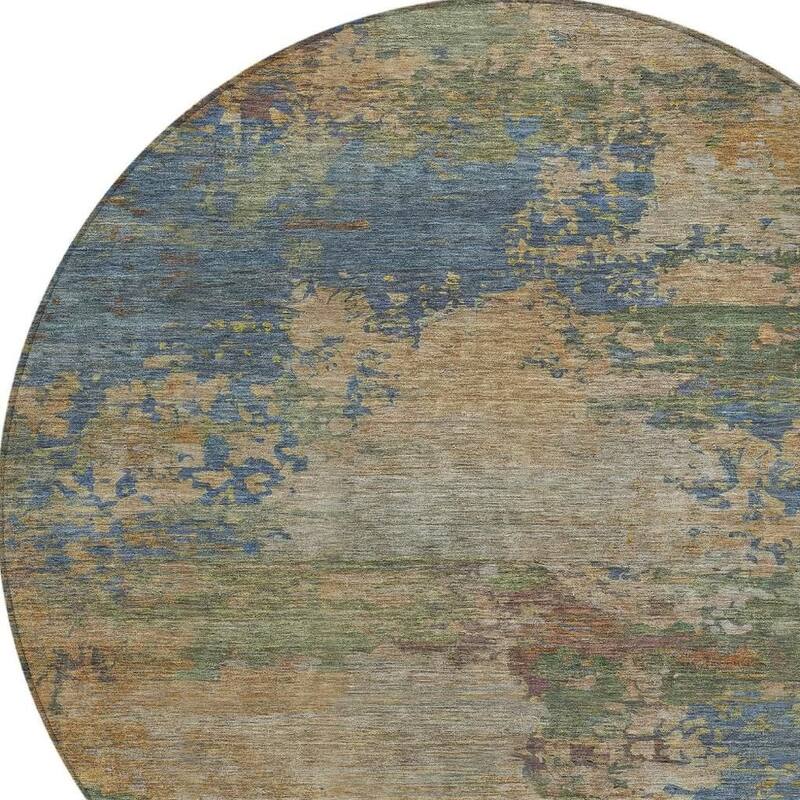 HomeRoots Abstract Transitional Rectangle Outdoor Rug - 8' Round