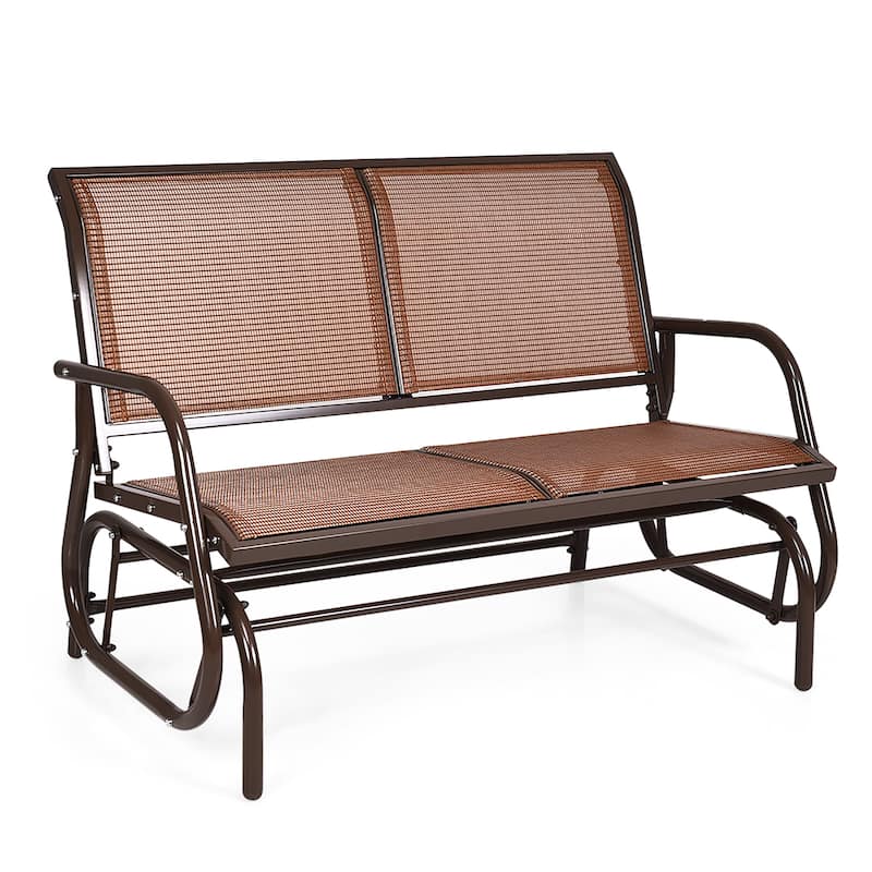 48" Swing Glider Chair Patio Swing Rocker Lounge Glider Chair - Brown