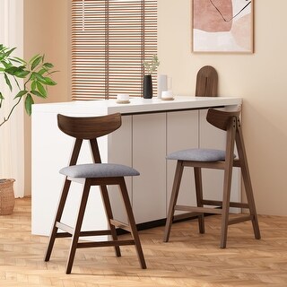 Mid-Century Modern V-Shape Frames Wooden Counter Stool(Set of 2) - Bed ...