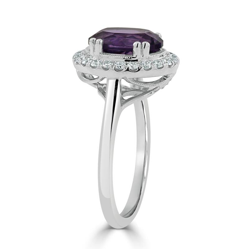 Auriya Vintage 1 5/8ct Oval Purple Amethyst and Halo Diamond Engagement Ring 1/3ctw 14k Gold