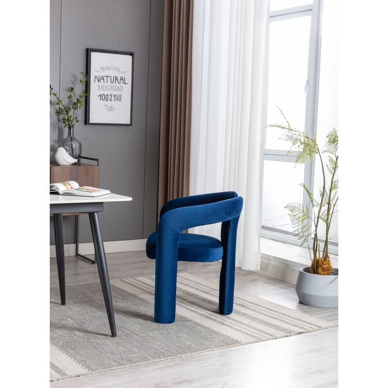 Elevate Your Living Room with a Set of 2 Navy Fabric Upholstered Accent Dining Chairs