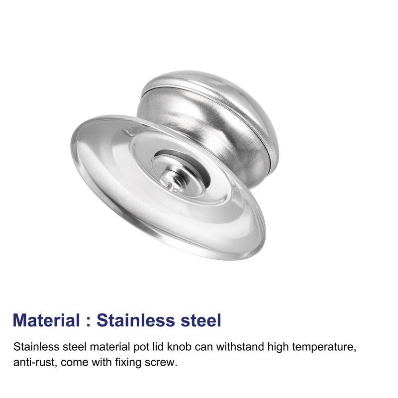 Universal Pot Lid Knob, Stainless Steel Replacement Knob 58x41x30mm, 4pcs - Silver Tone