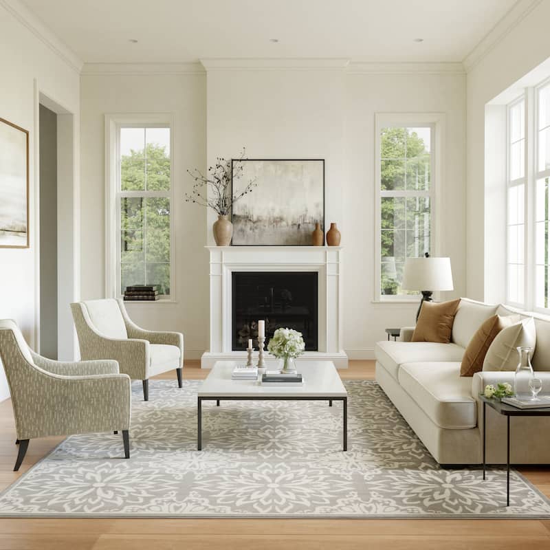 Nourison Jubilant Floral Medallion Area Rug - 7'10" x 9'10" - Grey