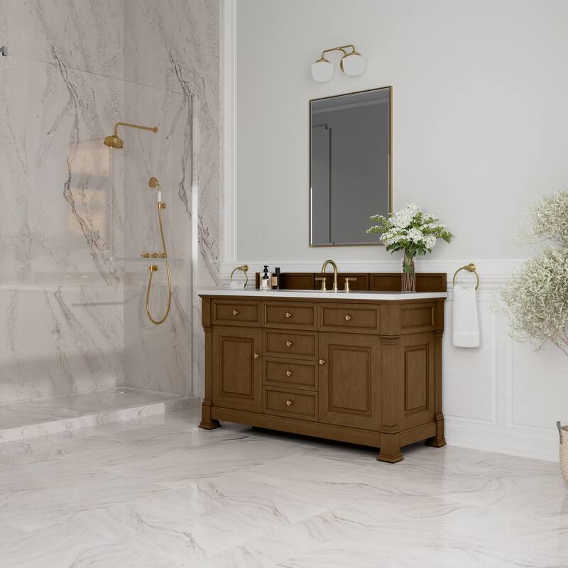 Brookfield 60S" Single Vanity, Honey Oak