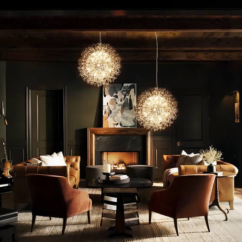 8/9/16-Light Modern Glam Linear Sputnik Globe Pendant Island Light Firework Starburst Crystal Chandelier with Crystal Beads