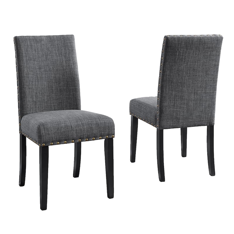 Fabric Dining Chairs with Nailhead Trim (Set of 2)