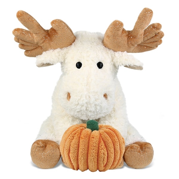slide 2 of 6, DolliBu Super Soft Fancy Floppy Moose Stuffed Animal w/ Pumpkin Decor - 10.5 inches