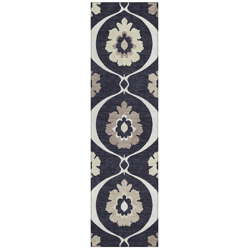 Machine Washable Indoor/ Outdoor Chantille Floral Geo Rug