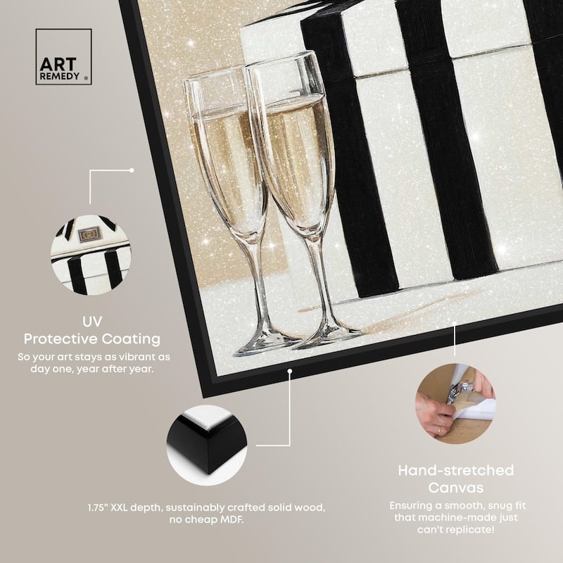 Black and White Striped Glam Canvas by Art Remedy