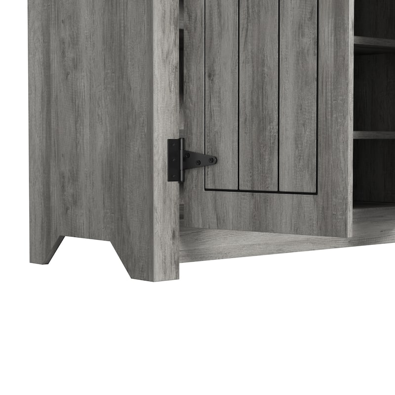 DH BASIC Jody Farmhouse Adjustable 4-Shelf Double-Door Shoe Cabinet with Lift-top Storage by Denhour