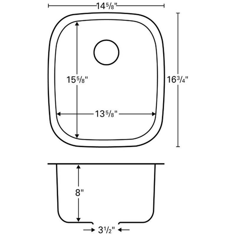 Karran USA U-1517 U Series 14-5/8" Undermount Single Basin Stainless