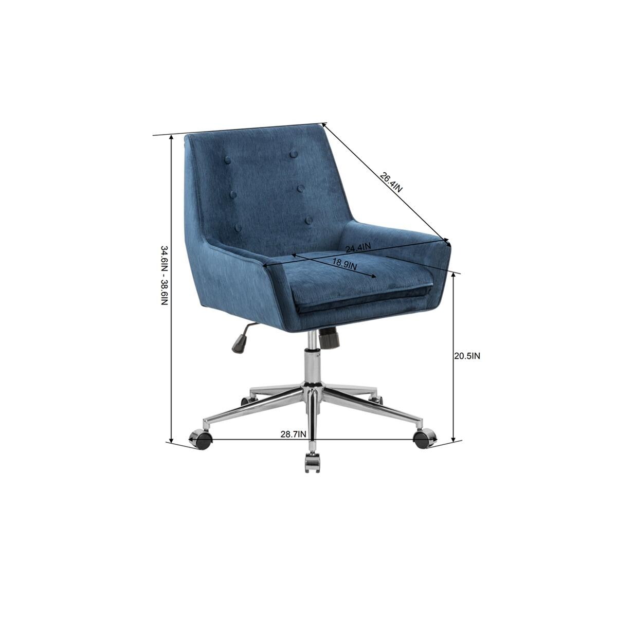 Blue Furniture R Home Office Chair Mid Back Computer Desk Task Chairs Upholstered Support Swivel Adjustable Height with Armrests
