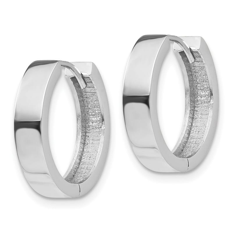 Curata 14k White Gold 14x4mm Solid Polished Hinged Earrings