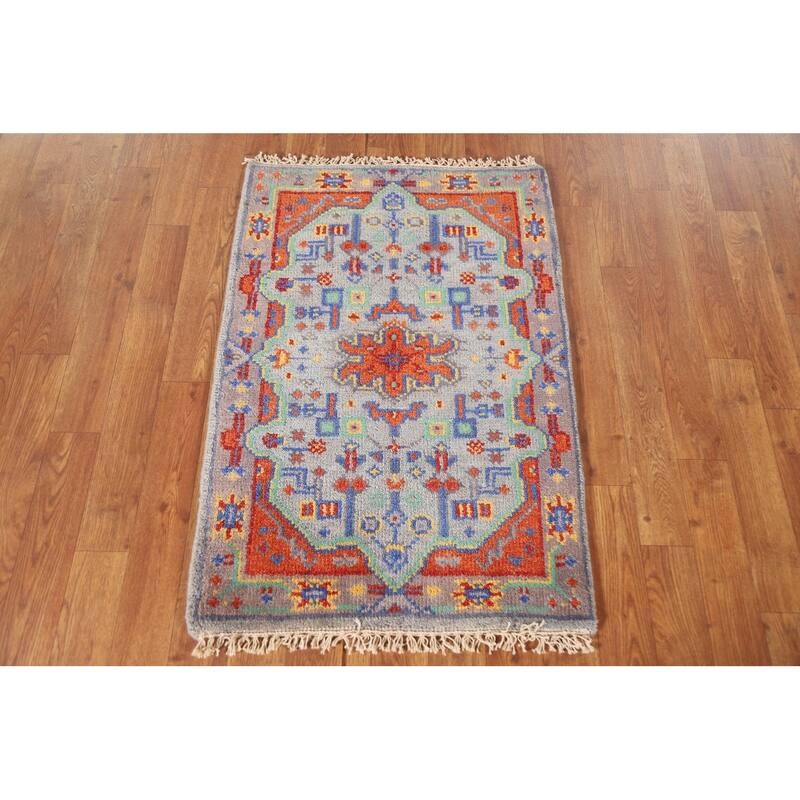 Geometric Kazak Oriental Area Rug Handmade Wool Carpet - 2'0"x 3'0"