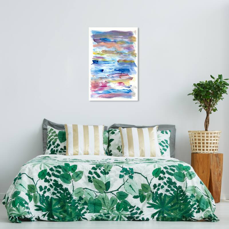 Wynwood Studio Abstract Tropical Waves Blue and Modern & Contemporary Wall Art Canvas Print - 36 x 24