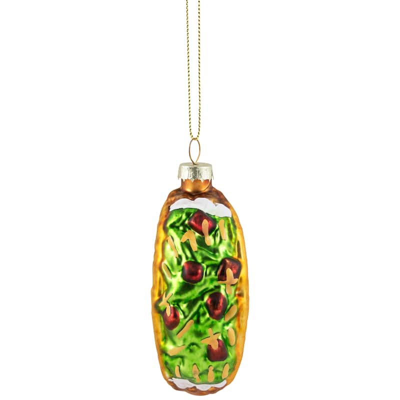 Taco Glass Christmas Ornament - 3.5" - Yellow