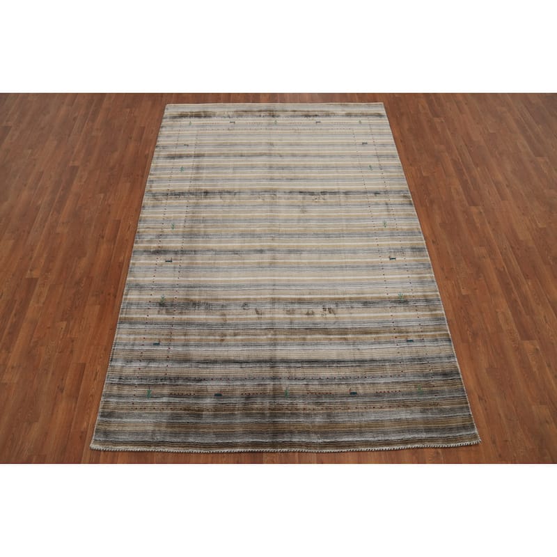 Hand Knotted Oriental 100% Wool Carpet Tribal Animal Pictorial Multi-Colored Gabbeh Area Rug - 8' 11'' X 6' 0''